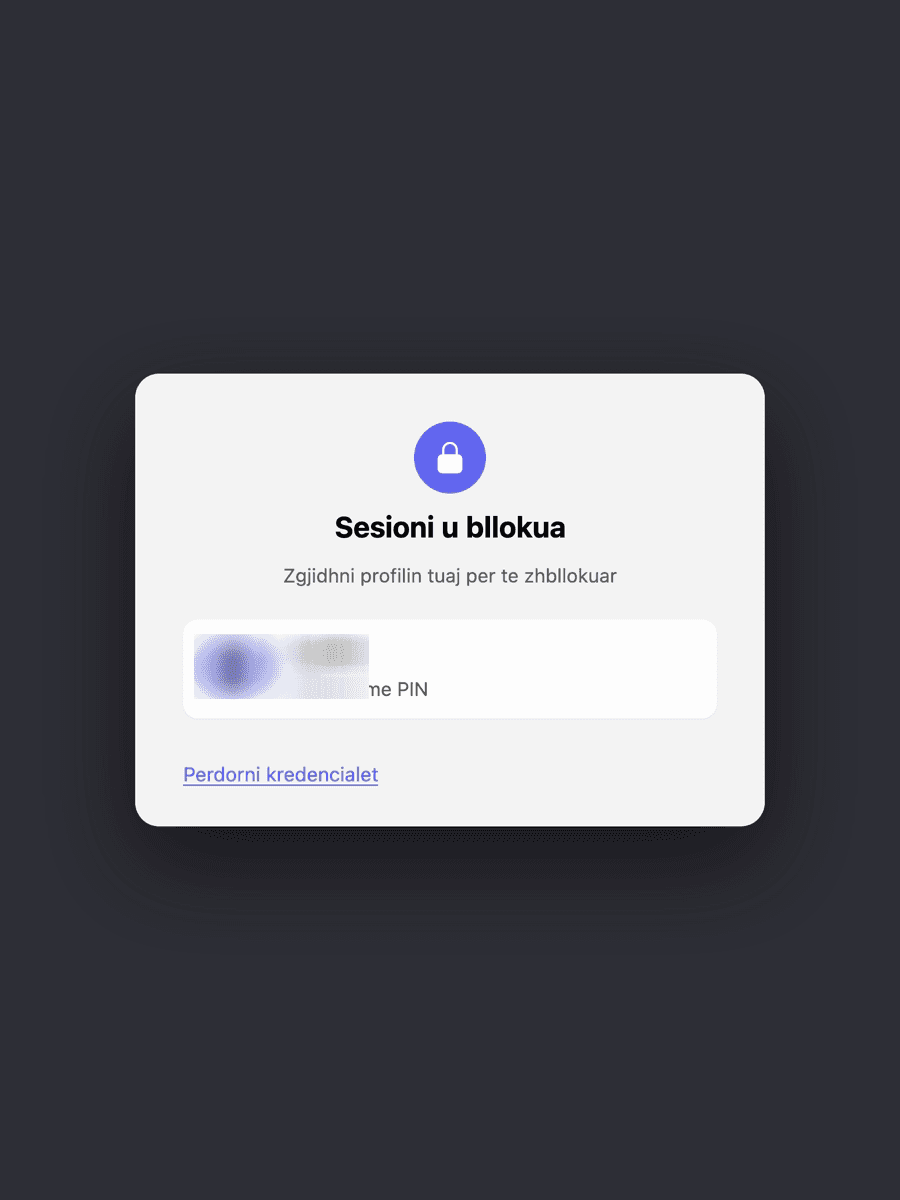 Ekrani i kyçjes që i kërkon stafit të shkyçet me PIN